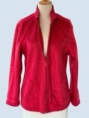 Red Reversible Contrasting Fleece Full Zip Jacket, Women’s L (No Size Tag)